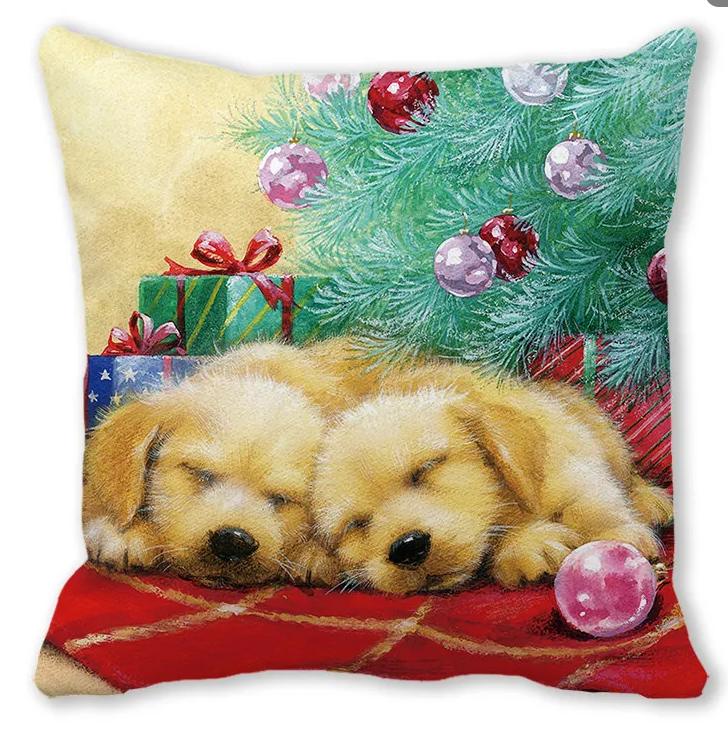 Sleeping Goldens Christmas Cushion Cover