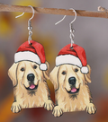 Golden Retriever Christmas Earrings with Santa hat