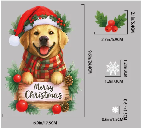 Merry Christmas Golden Retriever Sticker