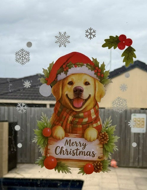 Merry Christmas Golden Retriever Sticker