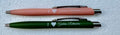 Javelin Pen in pink and green with chrome trim, engraved with I Love Golden Retrievers